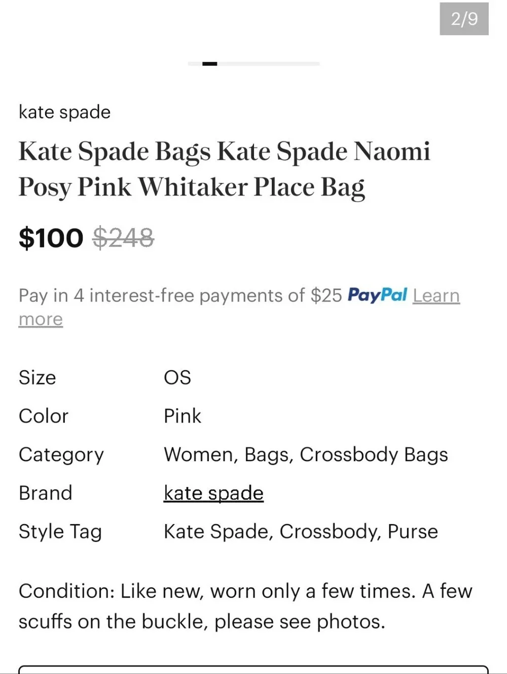 Kate Spade Naomi Quilted Leather Crossbody Bag in Blush Pink
